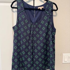 Banana Republic Navy Tank Top with Green Motif